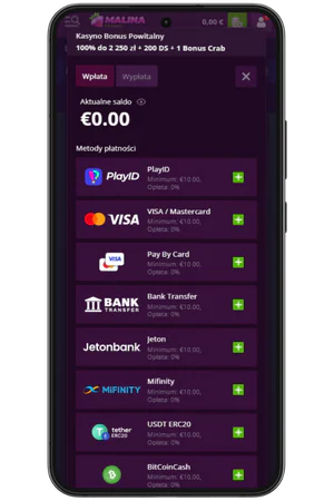 Formularz wpłaty depozytu w kasynie online