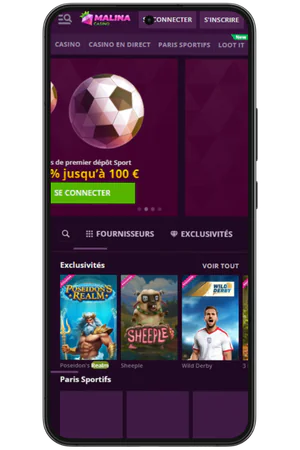Page principale de Malina Casino France