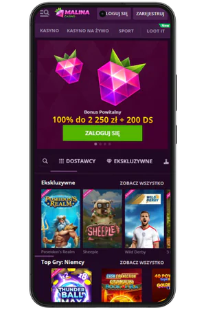 Strona główna i rejestracja w Malina Casino